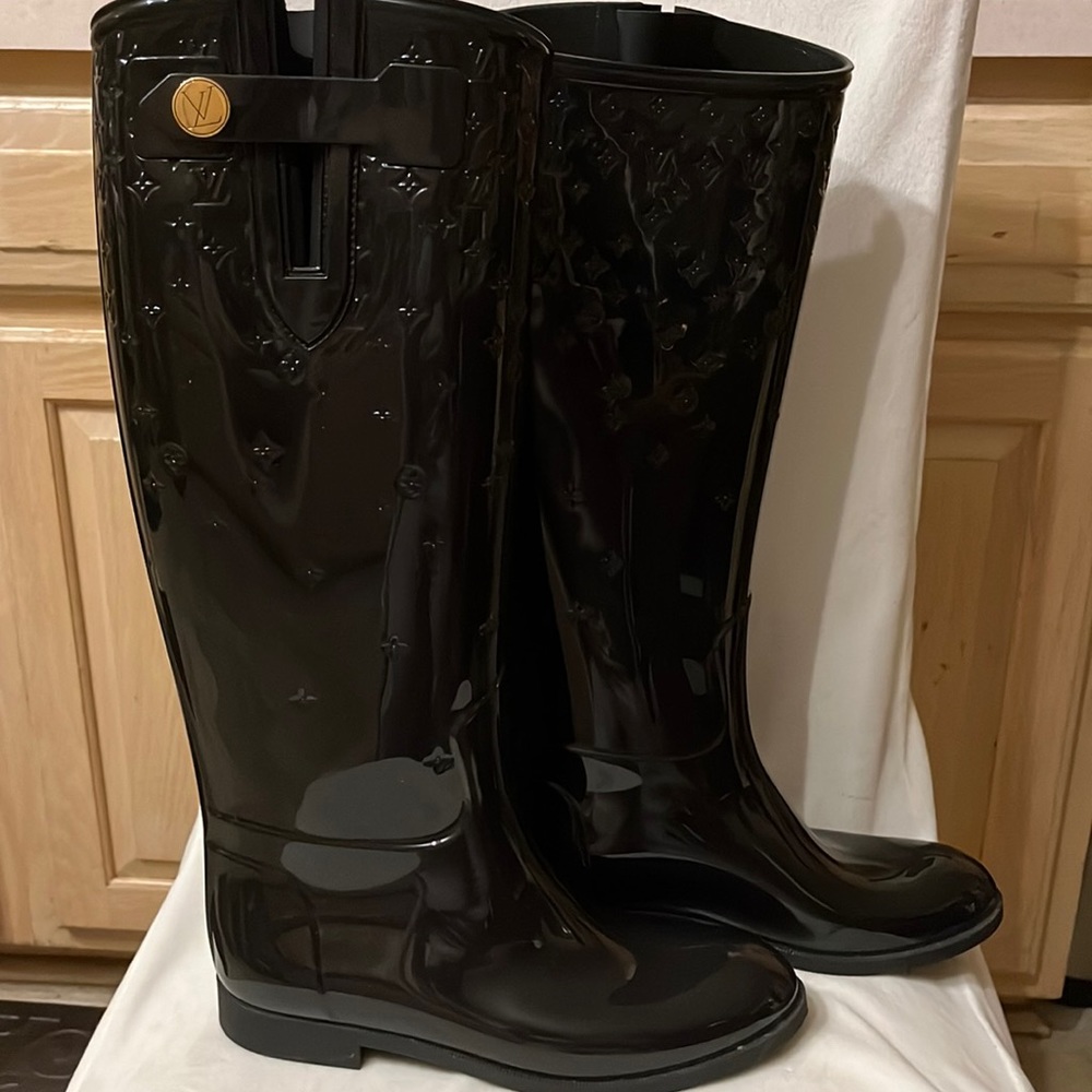 COPY - Louis Vuitton knee high rubber boots in excellent condition.